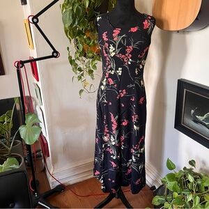 Vtg 90s Dress Barn Black Floral Dress - Size 4